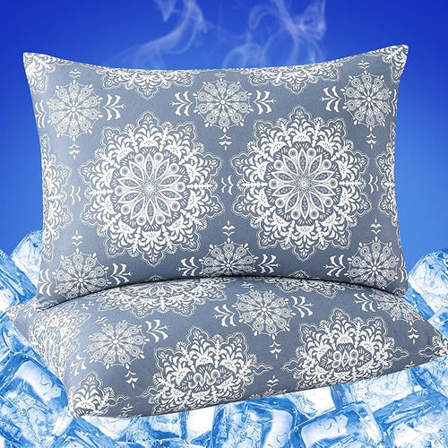 Cooling Pillow Cases for Hot Sleepers - Double Side Arc-Chill Q-Max>0.5 Cooling Fiber Cool Pillow Cases 2 Pack - Breathable Soft Cold Pillow Cases with Hidden Zipper (20" x 36")