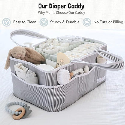 Lily Miles Baby Diaper Caddy - Large Organizer Tote Bag for Baby essentials Boy or Girl - Baby Shower Basket - Nursery Must Haves - Registry Favorites - Newborn Caddie Car Travel