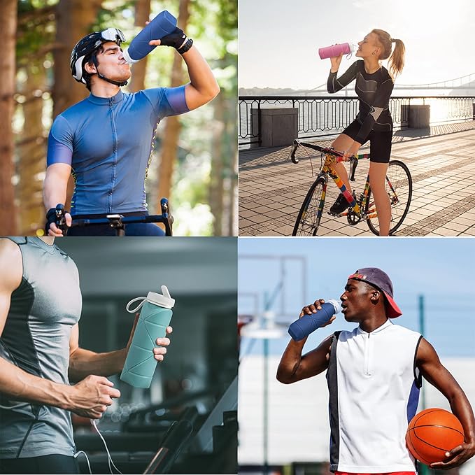 SPECIAL MADE Collapsible Water Bottles Cups Leakproof Valve Reusable BPA Free Silicone Foldable Travel Water Bottle Cup for Gym Camping Hiking Travel Sports Lightweight Durable
