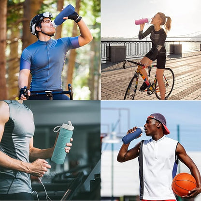 SPECIAL MADE Collapsible Water Bottles Cups Leakproof Valve Reusable BPA Free Silicone Foldable Travel Water Bottle Cup for Gym Camping Hiking Travel Sports Lightweight Durable