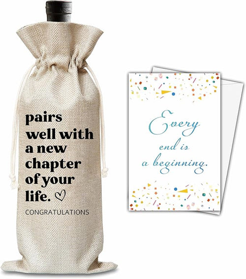 New Job Gifts For Women Man, New Chapter Wine Gift Bag, Pairs Well With A New Chapter Of Your Life Wine Bag, New Beginnings Gifts For New Job, New House, Retirement, Engagement, B43