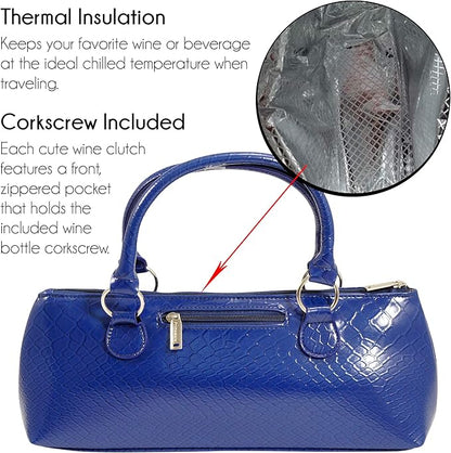 Wine Clutch Bag Thermal Insulated Wine Carrier Tote Holds Red & White Wine 750 ml Bottle Includes Portable Waiter-Style Corkscrew