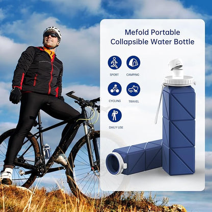 Collapsible Water Bottles,Leakproof Lid Reusable BPA-Free Silicone Foldable Travel Water Bottle,Portable Bottle 610ml for Travel,Cycling,Gym,Hiking,Biking,Camping,Sports -Lightweight,Wide Mouth