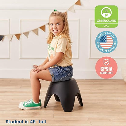 ECR4Kids Ayana Stool Set, Flexible Seating, Black, 4-Pack
