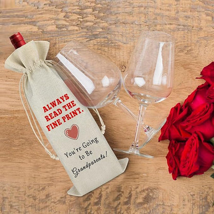 Gfhzdmf Grandparents Gift Wine Bag Godmother Gift Pregnancy Announcement Baby Reveal Gifts for Parents Wine Gift Bag Birthday Gift for Mother Father Reusable Wine Wrap Bag