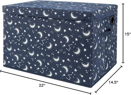 Sammy & Lou Collapsible Felt Soft Toy Box Toy Chest for Toddlers Toy Storage Organizer with Handles and Hinged Lid, 22 x 14.5 x 15 inches, Constellation