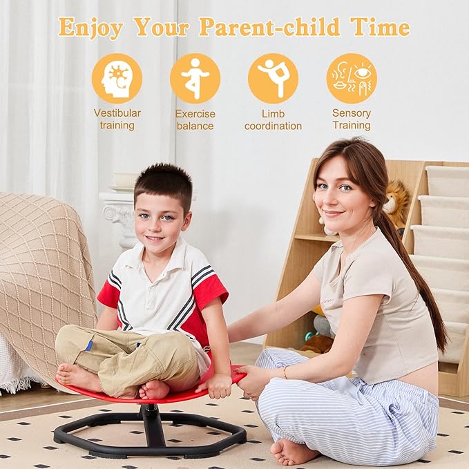 Spinning Chair for Autistic Kids Sit and Spin Chair for Kids Swivel Sensory Chair Elephant Spinning Seat Autism Sensory Chair Items for Sensory Room Training Balance Body Coordination