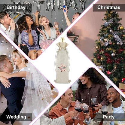 Birthday Gift Graduation Gift for Women Men Wine Gift Bag Wedding Gift Engagement Gift for Friends Daughter Drawstring Wine Wrap Bag Farewell New Job Gift for Coworker Christmas Housewarming Gift
