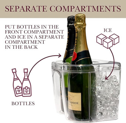 Ice Chilled Wine Bottle Server - 750ml Champagne & Wine Bottle Chiller | Elegant Shatter Resistant Cooler Bucket for Parties, Kitchens, Bars and Outdoors | Keeps Pre-Chilled Bottles Cooler Longer