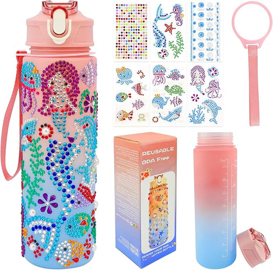 Decorate Your Own Water Bottle Kits for Girls, Gifts for Girls, Birthday Gifts for 5 6 7 8 9 10 Year Old Girls, Arts and Crafts for Girls, Mermaid Arts and Crafts Gifts Toys for Girls Christmas