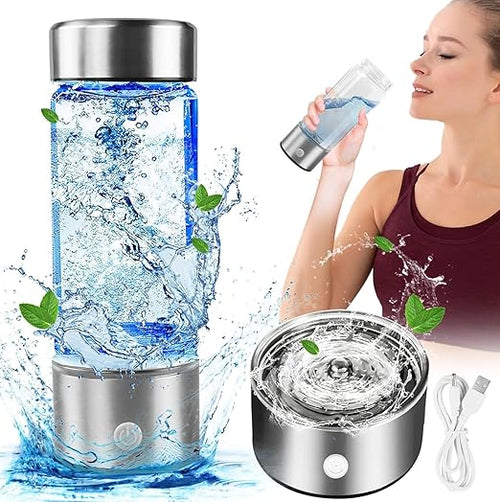 Hydrogen Water Bottle - 420ml Hydrogen Water Generator, Ion Exchange Ionizer, Patented SPE/PEM Technology, 3 Minute Electrolysis, Perfect for Travel, Fitness, and Home (Black)