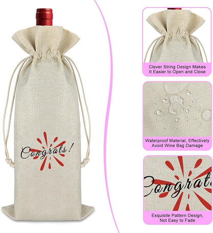 Birthday Gift Graduation Gift for Women Men Wine Gift Bag Wedding Gift Engagement Gift for Friends Daughter Drawstring Wine Wrap Bag Farewell New Job Gift for Coworker Christmas Housewarming Gift