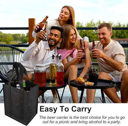 Bottle Bag, Bottle Carrier Bag with 6 Compartments Dividers for Bottles, Reusable Wine Bottle Holder Bag with carry handle for Picnic, Travel, Shopping, Fishing, Party