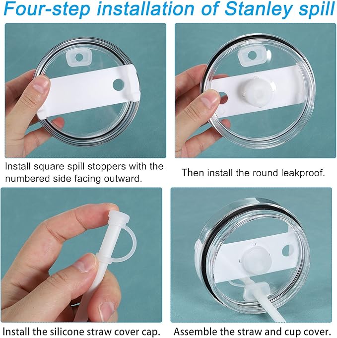 PATIKIL Silicone Spill Stopper for Straw Cup 2.0 40oz/ 30oz, Set of 9 Tumbler Accessories Including 3 Straw Cover Cap, 3 Square Spill Stopper and 3 Round Leak Stopper, Clear