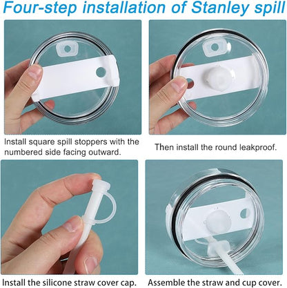 PATIKIL Silicone Spill Stopper for Straw Cup 2.0 40oz/ 30oz, Set of 9 Tumbler Accessories Including 3 Straw Cover Cap, 3 Square Spill Stopper and 3 Round Leak Stopper, Clear