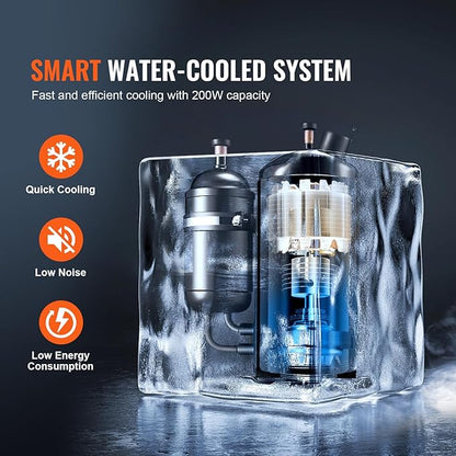 VEVOR Industrial Water Chiller, KH-6000, 200W Industrial Water Cooler Cooling System with Compressor 12 L Water Tank Capacity 7.8 L/min Max Flow Rate, for CO2 Laser Engraving Machine Cooling Machine