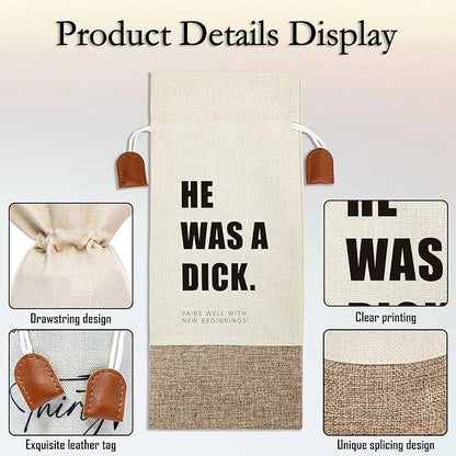 Funny Divorce Gifts Wine Bag, Divorce Gifts for Women, Wine Champagne Bottle Gift Bag, Cotton Linen Wine Gift Bag With Drawstring, New Beginning Gifts Break Up Gifts for Divorce Party-12
