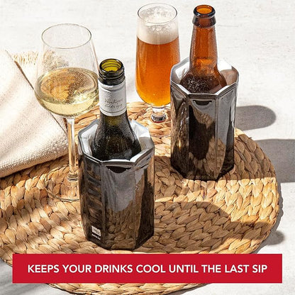 Vacu Vin Active Cooler Mini - Black - Wine & Drinks Cooling Sleeve (0,3-0,5 l) - Rapidly Chills and Maintains Cold Temperatures - Versatile for Beer, Wine and More