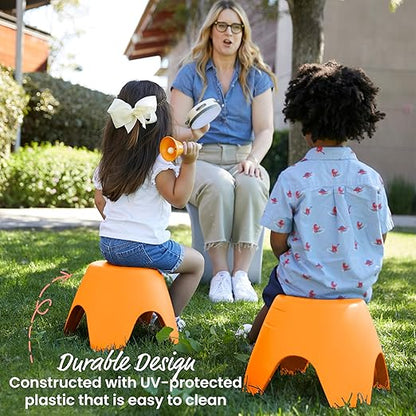 ECR4Kids Ayana Stool Set, Flexible Seating, Orange, 4-Pack