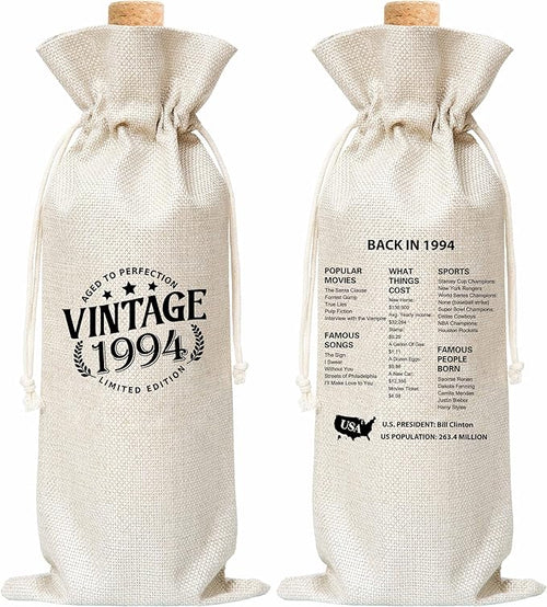 Tedea 30th Birthday Wine Gift Bag, Vintage Back In 1994 Birthday Gift Wine Bag For Women Men, Best Friend, Coworker, Birthday Party Decorations, 1 Pc Wine Bag (G07)