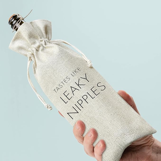 Pregnancy Announcement Wine Gift Bags - New Mom Gift Wine Bags - Cover Bag For Having New Baby - Grandparents - New Parents - Baby shower Party Supplies Favors - Mother's Day Gift - Burlap - HiMo217