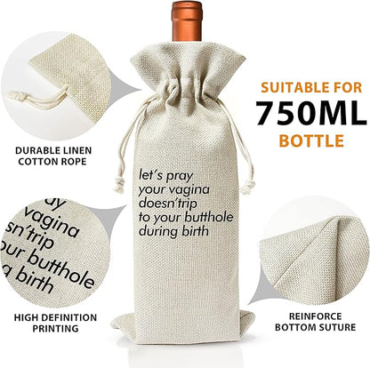 Pregnancy Announcement Wine Gift Bags - New Mom Gift Wine Bags - Cover Bag For Having New Baby - Grandparents - New Parents - Baby shower Party Supplies Favors - Mother's Day Gift - Burlap - HiMo214