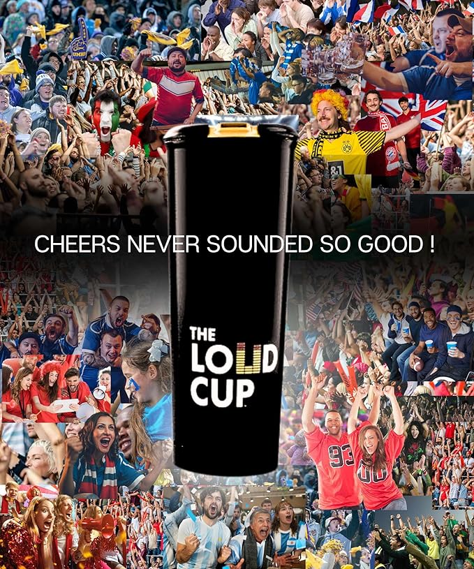 The LoudCup 20 oz Tumbler + Integrated Stadium Horn (Heron Navy) - Reusable Water Bottle for Sports Fans - Worlds Loudest Cup for Noisy Fans on Game Day & Tailgating